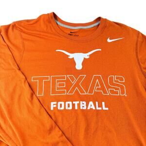 Nike Texas Longhorns Football Long Sleeve Shirt Mens Large Dri Fit Orange